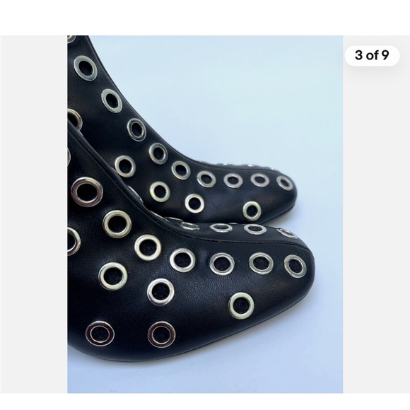 Zara Black Grommet-Embellished Boots-Size 10 - Picture 7 of 9